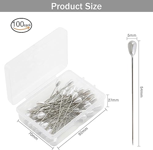 Miniatura 2 de Zlongron 100 alfileres de hijab, alfileres largos de cabeza de perla de lágrima, alfileres de ojal, alfileres de ojal, también se pueden utilizar