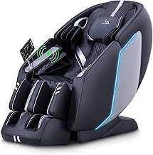 Silla de masaje de cuerpo completo MassaMAX 4D con gravedad cero, reposapi&eacute;s extensible, pista SL, 15 modos, control por voz con inteligencia artificial, estiramiento de yoga, rodillos para pies y comodidad de calentamiento de cintura y pantorrillas con funda negra