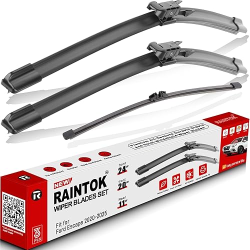 RAINTOK Juego de limpiaparabrisas de repuesto para Ford Escape 2020 2021 2022 2023 calidad original de fábrica para mi automóvil, 24 pulgadas, 20