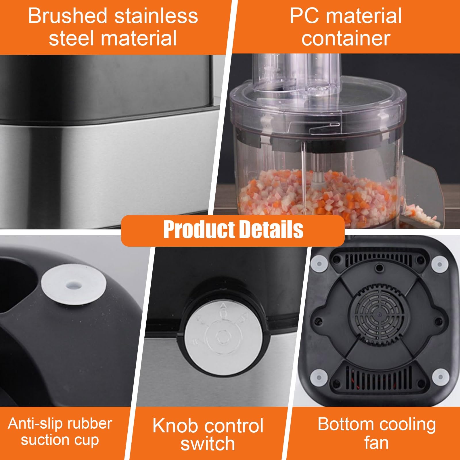 Cortaverduras Eléctrico Profesional 600W, Robot de Cocina Multifunción 5L, Picadora de Carne y Dados 5 en 1 con 5 Rejillas, Perfect para Hostelería y Restaurante