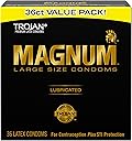 TROJAN Magnum Lubricated Large Condoms, Comfortable and Smooth Lubricated, America’s Number One Condom, 36 Count Pack