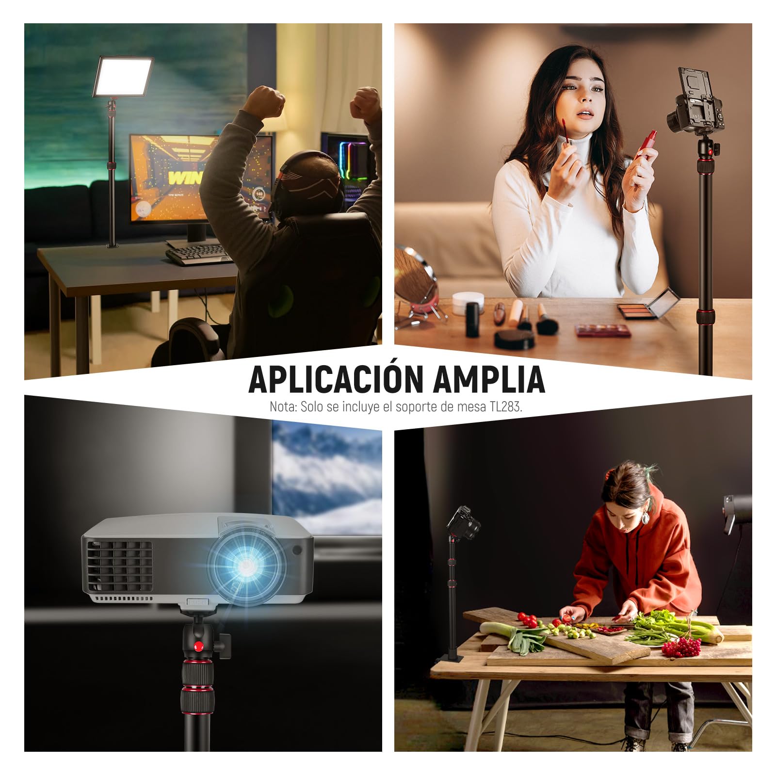 NEEWER Soporte Escritorio Extensible para Cámara con Cabezal Bola, 17"-40" Soporte Luz Mesa Ajustable con Tornillo 1/4" y C Clamp para Cámara DSLR, Aro Luz, Vlog, Carga Máxima: 6.6lb/3kg, TL283 ROJO