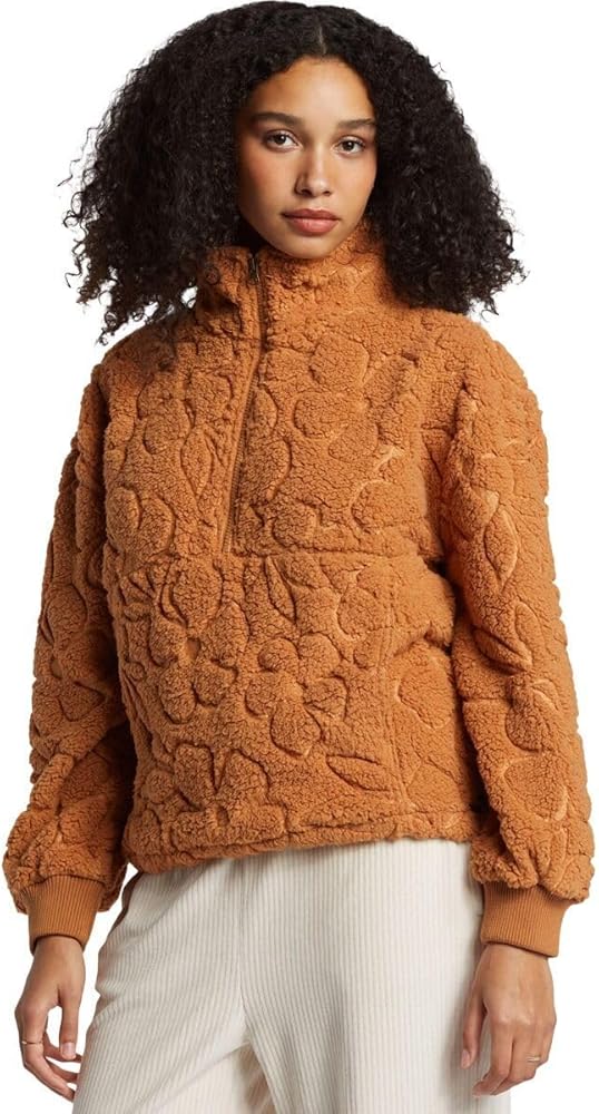 Billabong Women's Time Off Half-Zip Pullover Fleece, Sandalwood, X