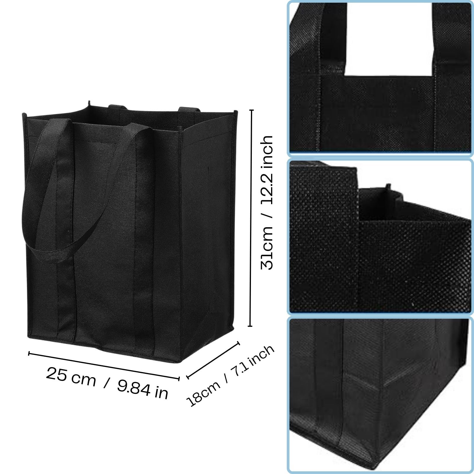 BENIFILE Bottle Bags, 2 Pcs Non-Woven Wine Carrier for 6 Bottles - Image 2