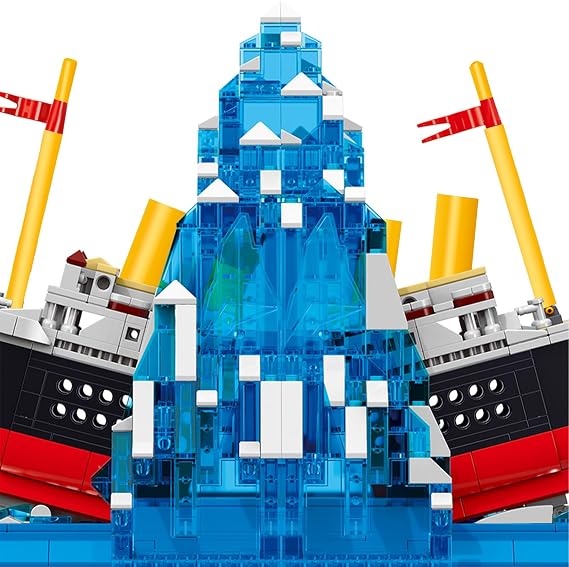 Titanic Building Set, Titanic Ship Book Stand Regular Size Building Block, Ship Model with Glacier Bookends, Boat Model Construction Brick Kit Toy Gift Home Decor for Adult 14+, 1202 PCS