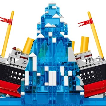 Titanic Building Set, Titanic Ship Book Stand Regular Size Building Block, Ship Model with Glacier Bookends, Boat Model Construction Brick Kit Toy Gift Home Decor for Adult 14+, 1202 PCS