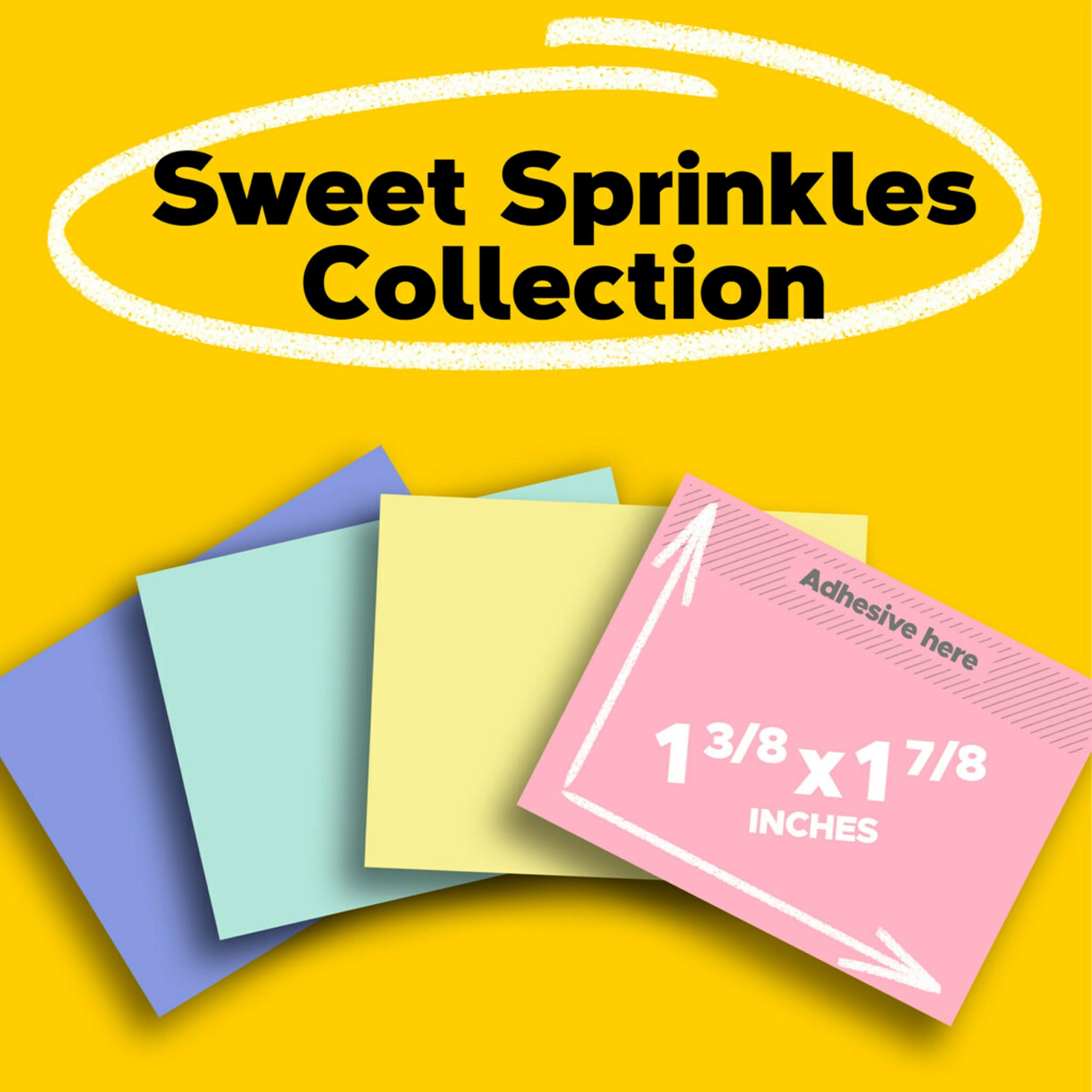 Post-it Daha Yeşil Açılır Notlar, 3,8x5,08 cm, 12 Ped, Amerika'nın 1 Numaralı Favori Yapışkan Notları, Tatlı Sprinkles, Pastel Renkler (Pembe,Mavi, Nane, Sarı), Temiz Kaldırma,%100 Geri Dönüştürülmüş