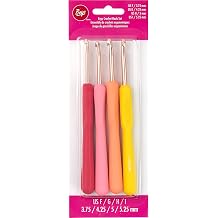Boye 40-40044 Metal Ergonomic Crochet Hook Set for Light and Medium Weight Yarn, Sizes F/G/H/I, Multicolor, 4pcs