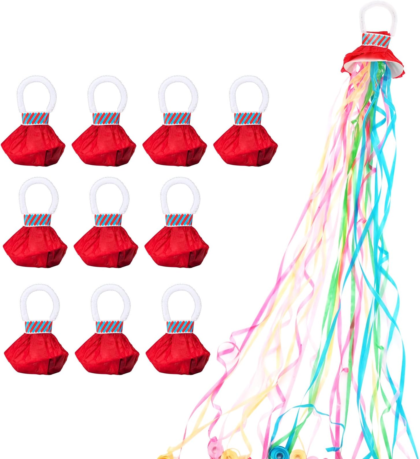Arouselove 10 PACK Streamer Poppers Hand Throw Plastic