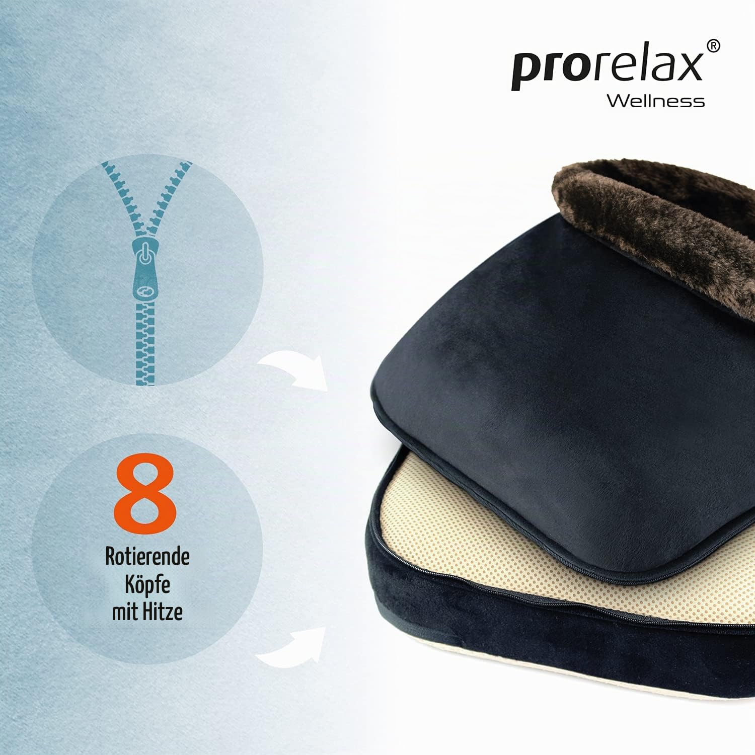 Prorelax Shiatsu-Massagerät, Massage von Nacken bis Fuß, Mit zuschaltbarer Wärme-Funktion, Abnehmbarer waschbarer Fußsack, Druckpunktmassage mit umschaltbarer Drehrichtung