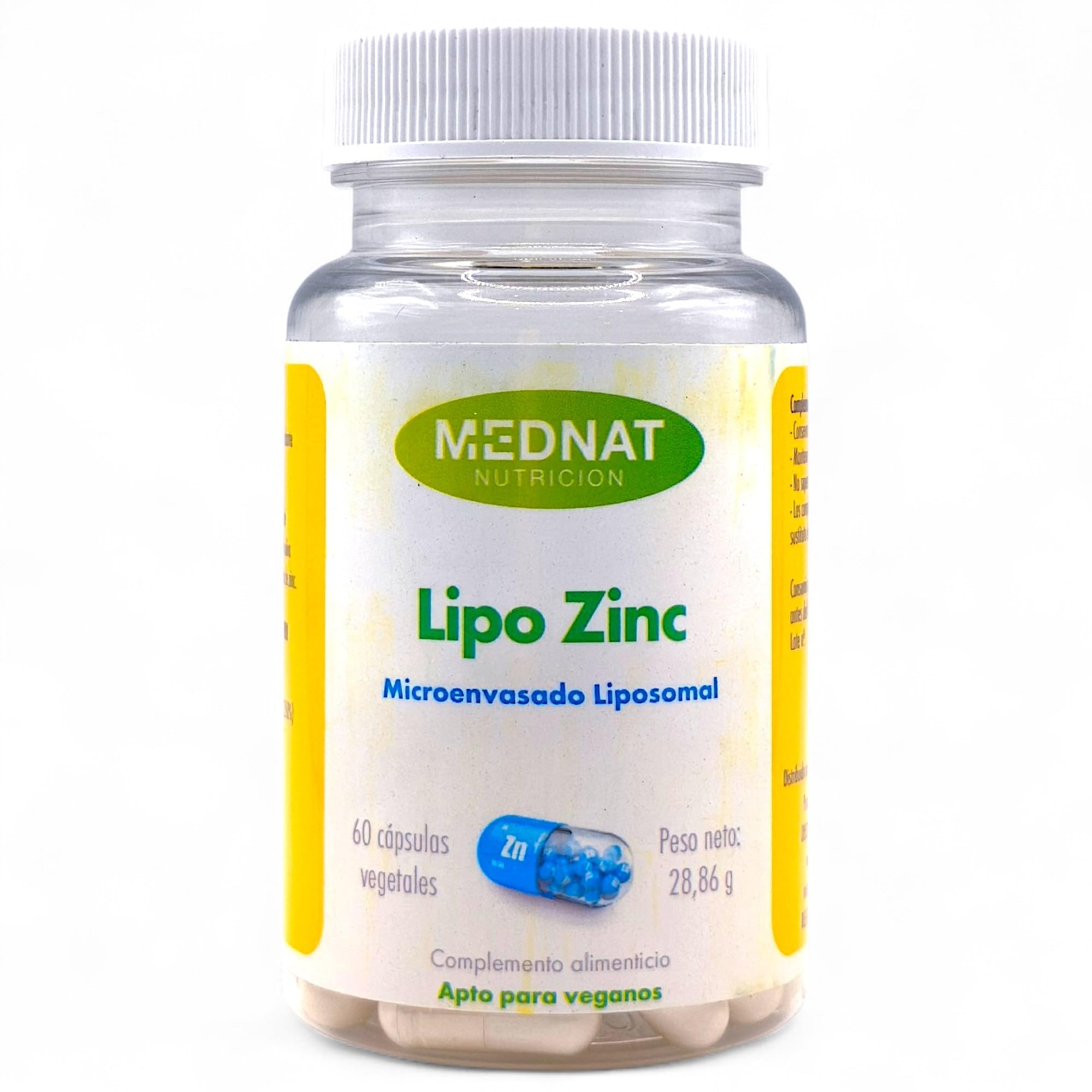 Mednat Lipo Zinc 60 Cápsulas - Con Citrato de Zinc 25mg - Suplemento Liposomal - Apoyo al Sistema Inmune