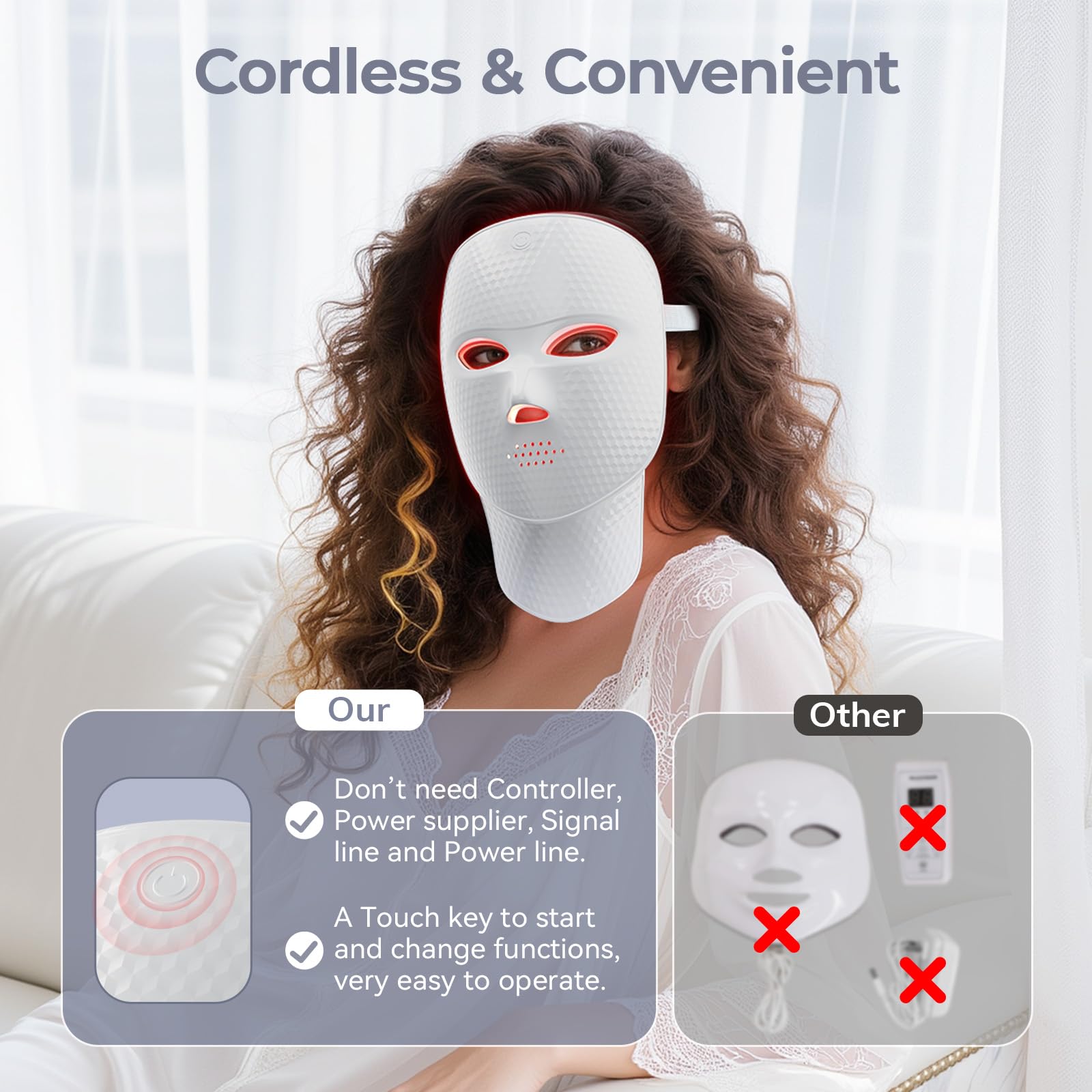 ONLUKY Red Light Therapy for Face & Neck mask Treatment for Wrinkles & Acne