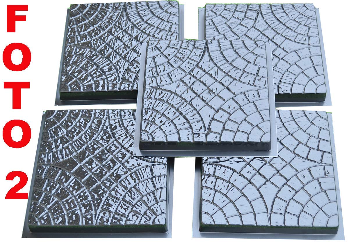 SvitMolds 5 pcs PLASTIK MOLDS Casting Concrete Paving Garden Paths Pavement Stone Patio #S50