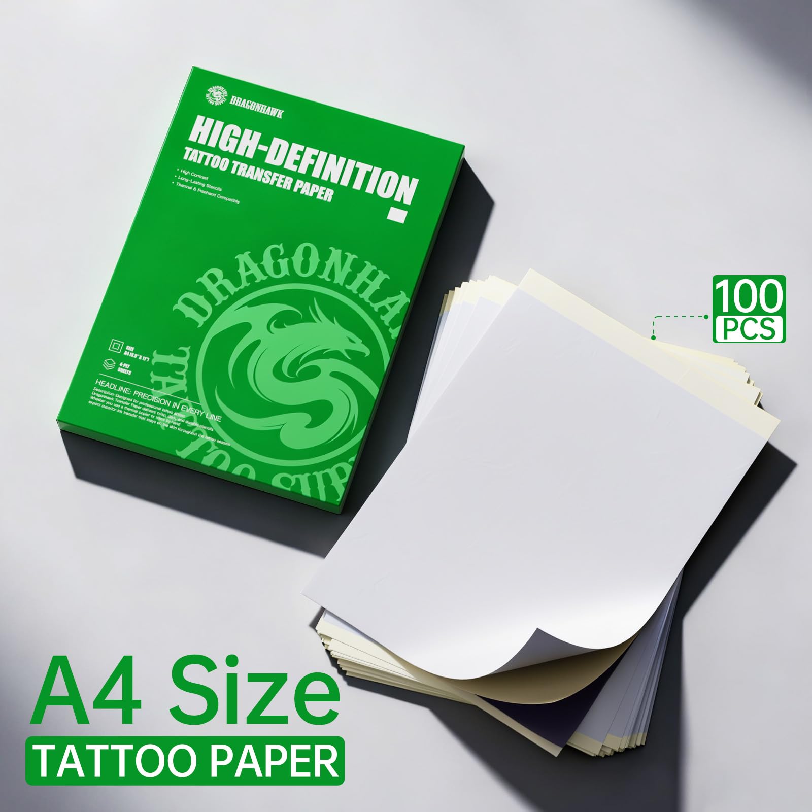 Dragonhawk Tattoo Stencil Paper A4 Size 100 Sheets, Thermal Transfer Paper for Tattoo Stencils & Accessories