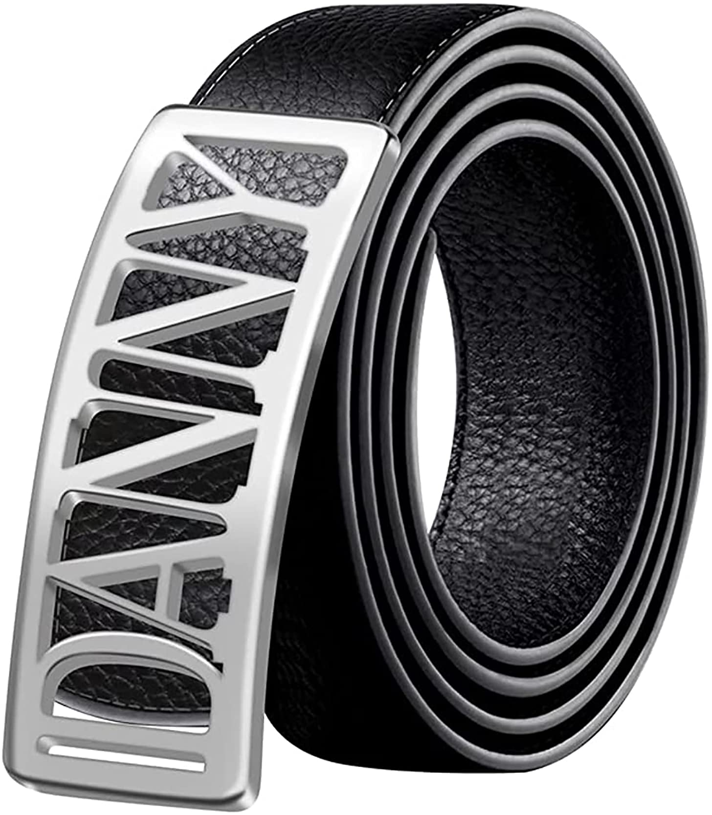 MissNaNaPersonalized Mens Leather Belt Custom Name Buckles for Men Adjustable Belts With Custom Buckles for Dad Husband