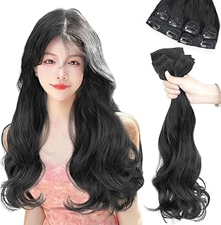 AISIHAIR エクステ 襟足ウィッグ 黒 ロング つけ毛 45cm ワンタッチ クリップ付け 自然 小顔効果 通気 耐熱 巻き髪 6枚セット ふわふわ ノーマル 韓国風 人気 巻き髪 入学式 装着簡単