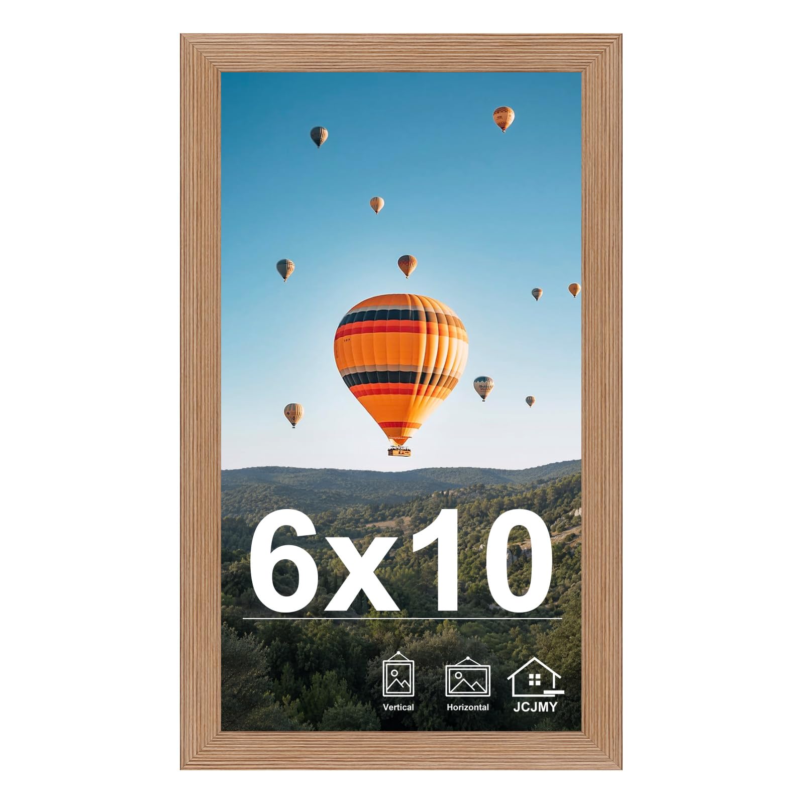 JCJMY 6x10 Picture Frame Rustic Brown for Wall Hanging or Tabletop, Wall Mounting Horizontally or Vertically, 6 x 10 Wall Gallery Poster Photo Frame with Shatter Resistant Plexiglass, Rustic Brown