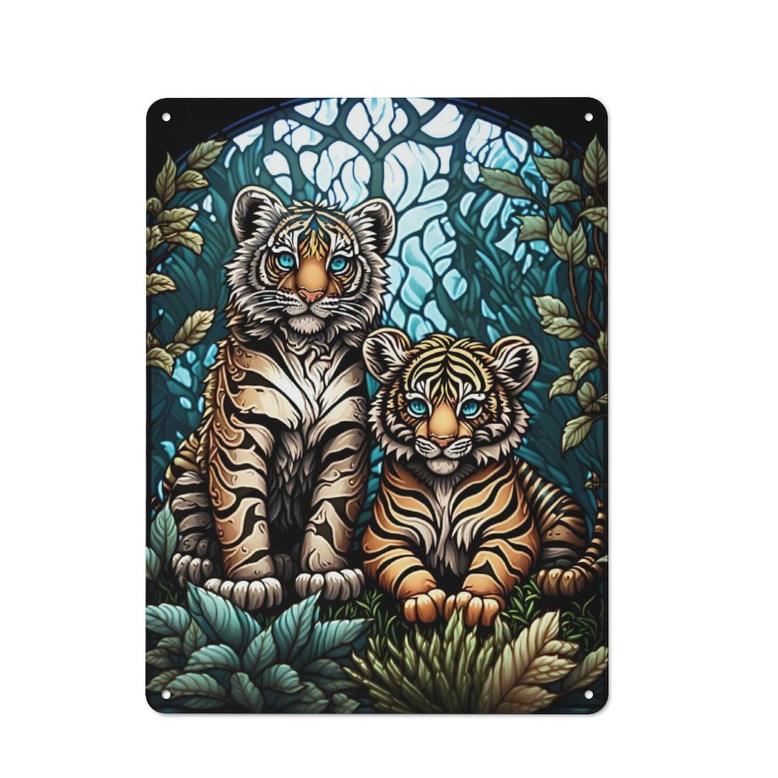 Junmoney Enchanted Kingdom Tiger Vintage Tin Sign 40X30cm Featuring For Café Or Home Bar, A Metal Wall Feature For Cafés And Home Bars