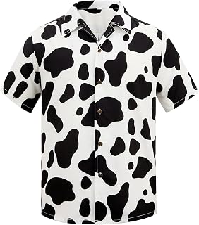 Funny Hawaiian Shirt for Men - Crazy Animal Print Casual Short Sleeve Outfit Top for Summer Beach & Vacation & Party