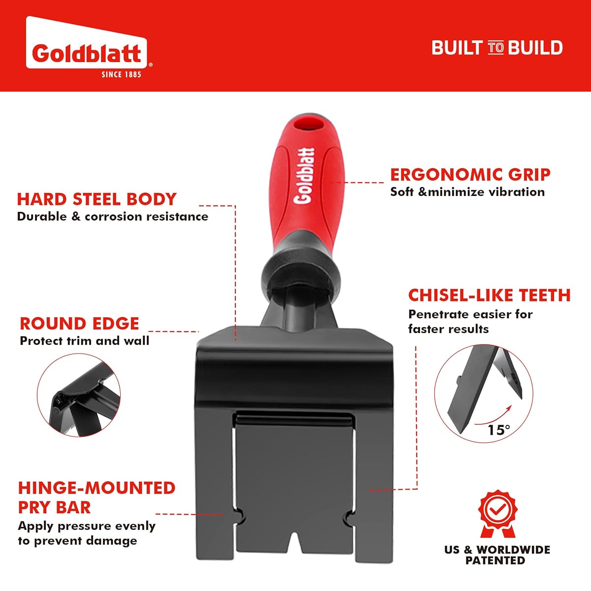 Goldblatt Trim Removal Tool, 3-inch Baseboard Removal Tool image 1