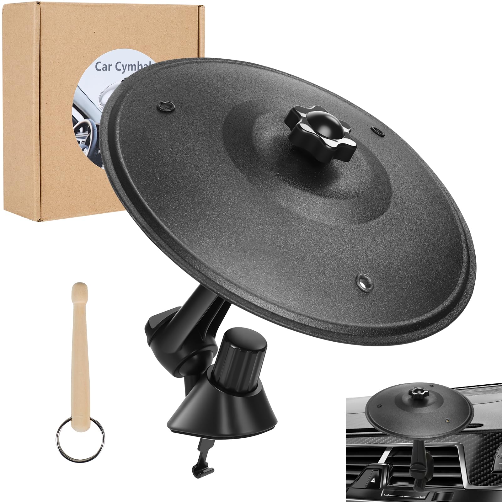 Ubblove Car Cymbal Mini Drum: Fun Dash Air Vent Music Gift for Rock Drummer