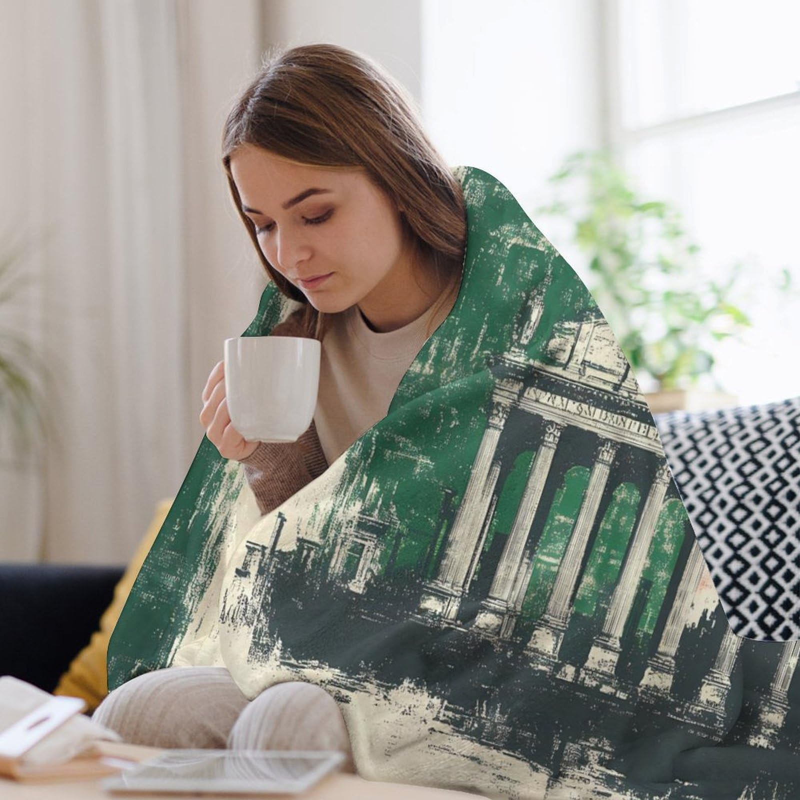 Coperta morbida in flanella con bandiera italiana, comoda, da viaggio, leggera, calda coperta in peluche