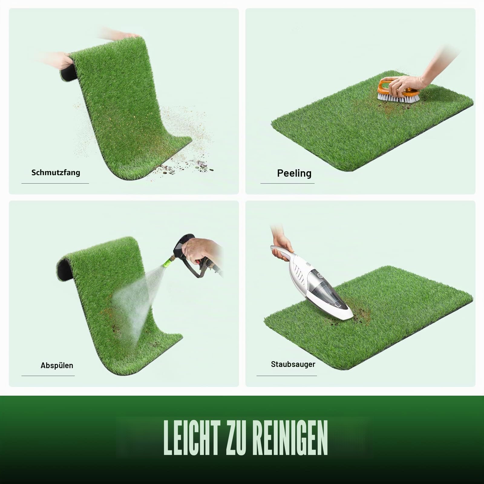 Treetone, Kunstrasen-Türmatte, dichter Rasenteppich für drinnen und draußen, ideal für Eingangsbereich, Terrasse oder Garten, realistische Hundematte aus synthetischem Gras – 60×90 cm