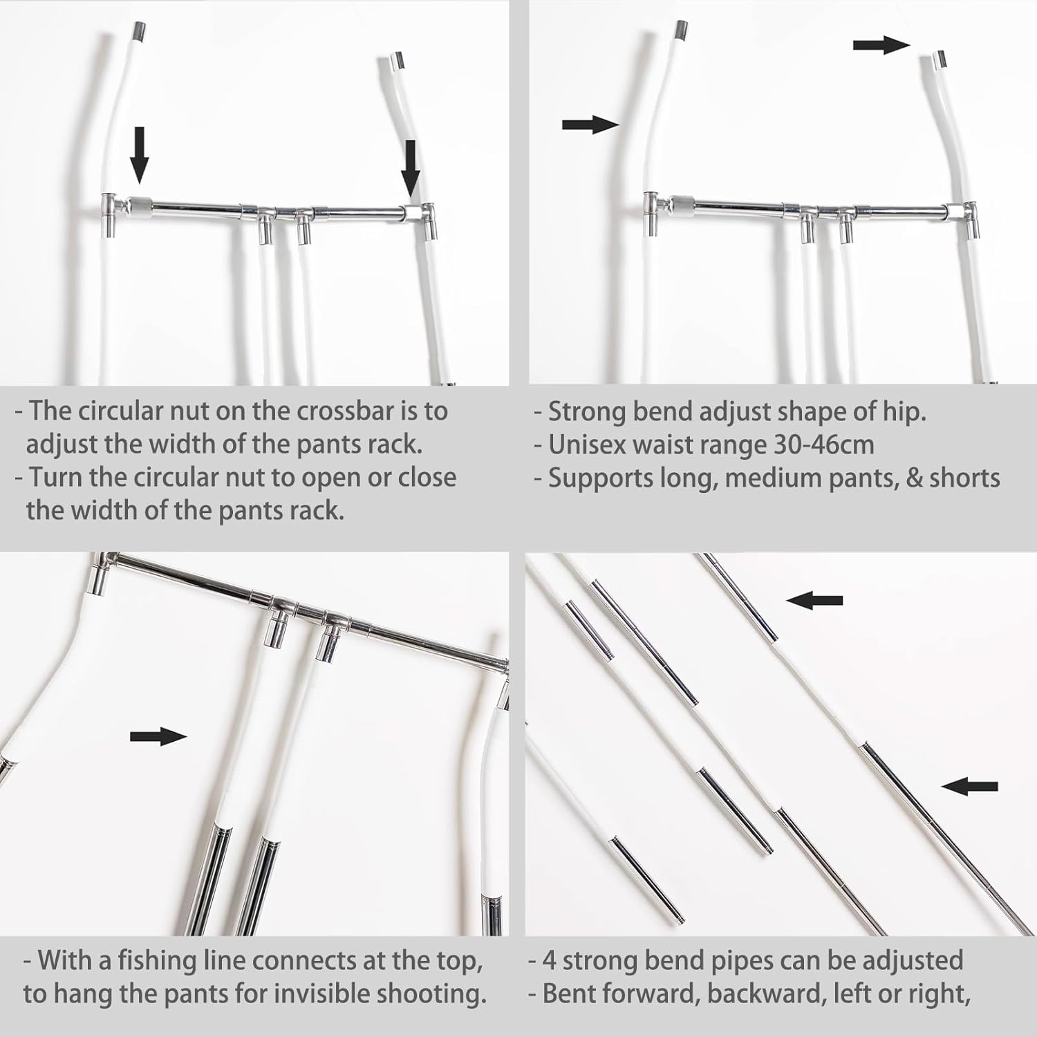 Metal Body Shape Clothing Display Hangers with Adjustable Hip and Legs, Clothes Rack for Retail Boutique, Unisex Mannequin Torso for Photography Show Fashionable Dress Form (Unisex)