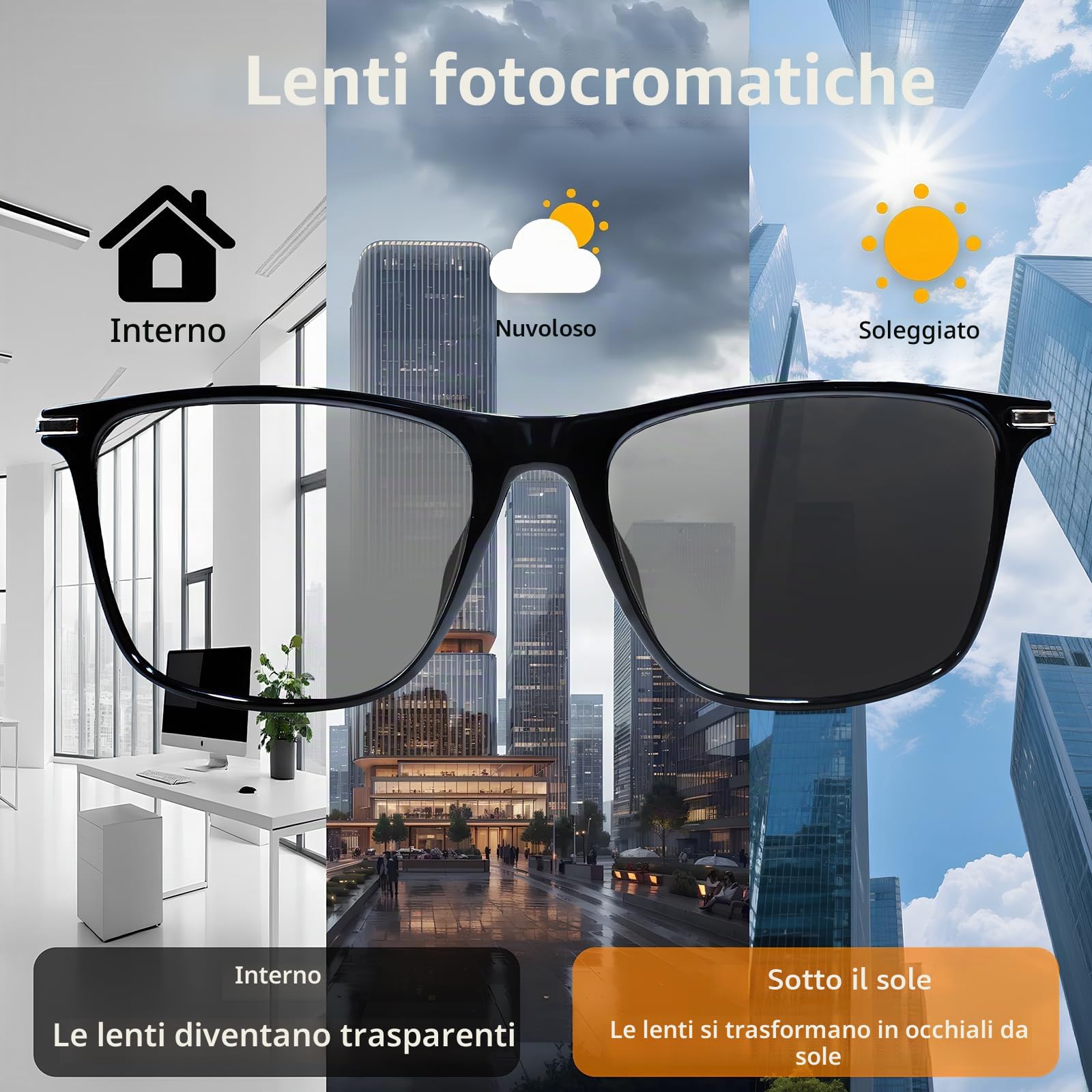 Occhiali Smart Traduttore AI, Lenti Fotocromatiche, Occhiali da Bluetooth Sole Polarizzati con Interpretazione Simultanea, Traduttore Vocale per Uomini e Donne,110+ Languages