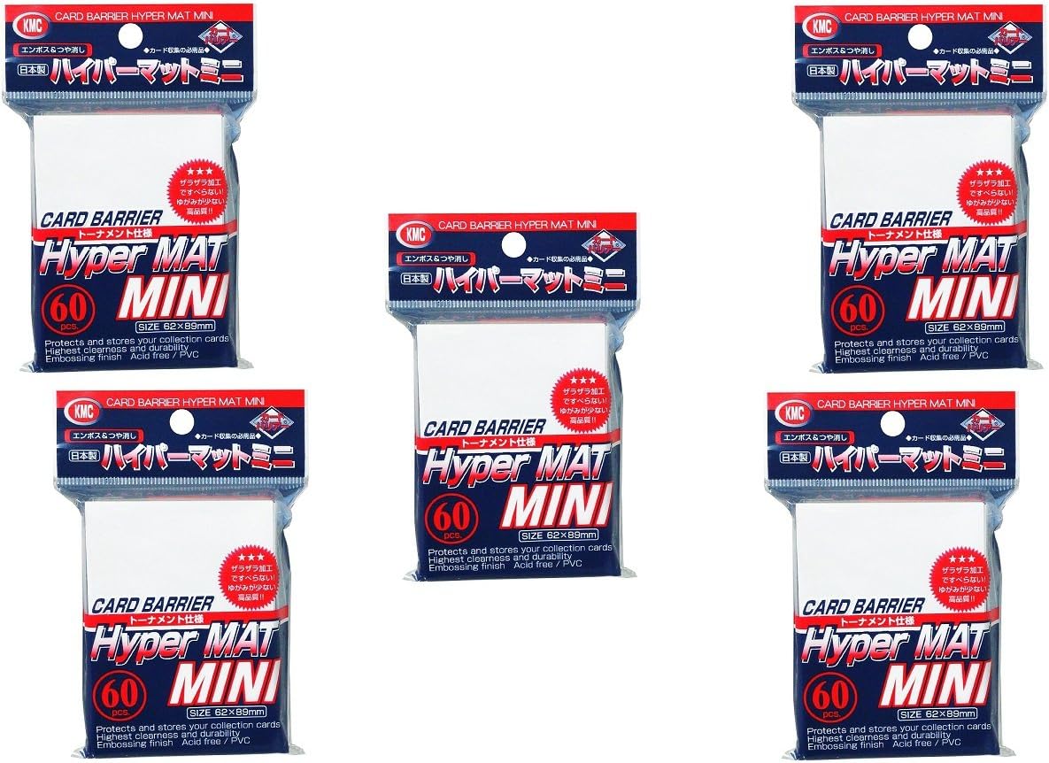 KMC[White] Card Barrier Hyper Mat Mini Sleeves 60pcs × 5 Sets (5 Packs/Total 300 Sheets) from Japan