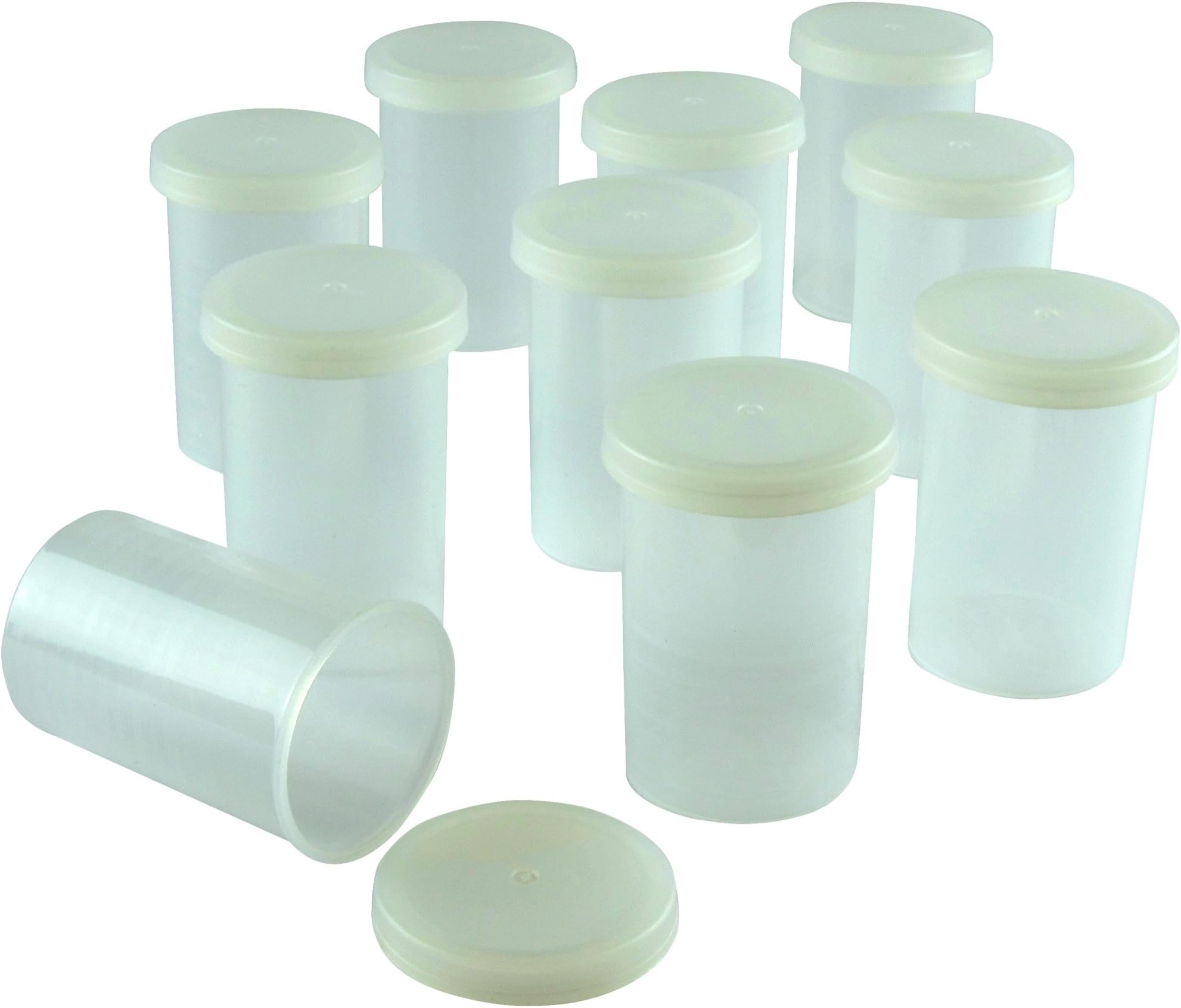 Transparent film canister from sturdy plastic for Geocaching or small items, pack of 100