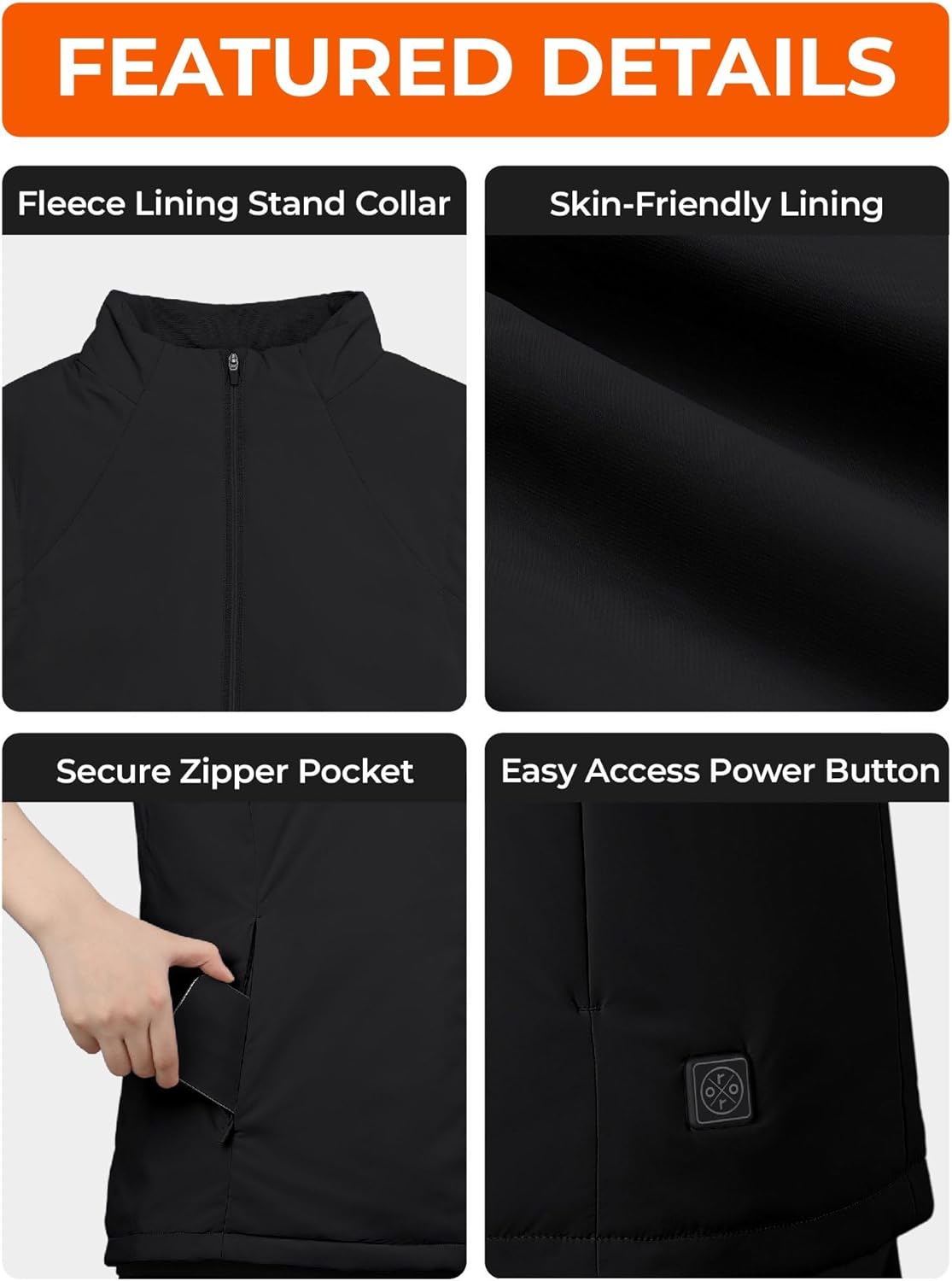 ORORO Women's Heated Vest with USB-C Rechargeable Battery, Lightweight Heating Vest for Running Hiking Golfing - Image 6