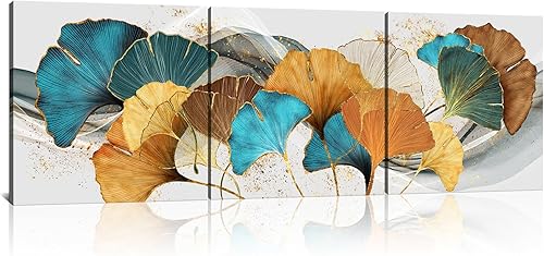 Derkymo Lienzo de hojas de ginkgo, arte de pared abstracto botánico, impresiones de plantas, decoración de pared de cada pieza, 12 pulgadas disponible en Yaxa Colombia