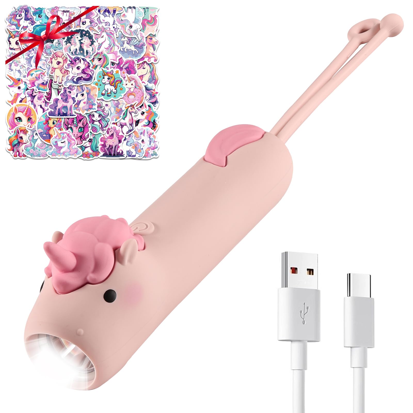 Joycabin LED Taschenlampe Kinder, Aufladbar Taschenlampe Silizium, kleine Kinder taschenlampe Handlampe mit Lanyard,Dimmbar Portable Outdoor Lighting für Camping Wandern Notfälle Geschenke (Einhorn)