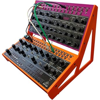 Acid Console Eurorack Desktop Stand 2x Behringer Edge Crave Spice or Grind Synthesizer Holder 15  and 60  Angle Neon Orange