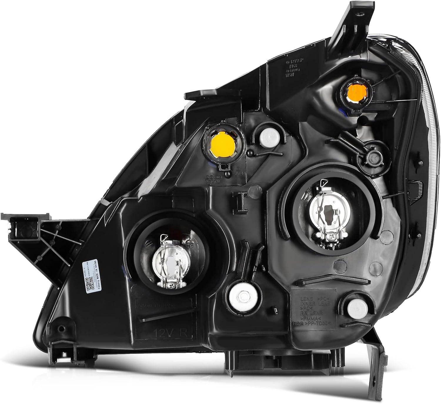 Headlight Assembly Compatible with 2005-2006 Honda for CRV 4-Door Sport Utility Black Housing Onyx Black Driver and Passenger Side Headlamp 33151S9AA11 33101S9AA11 HO2518107
