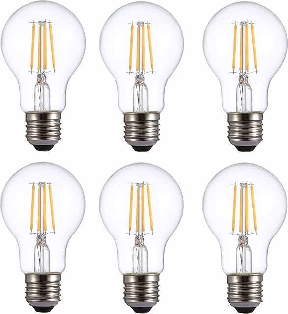 TEKLED® A60 Filament Vintage LED Bulbs | E27 Edison Screw | Energy Saving 4W Light Bulb 40W Equivalent | NONDIMMABLE Clear 2700K 470LM | 6-Pack | Warm White