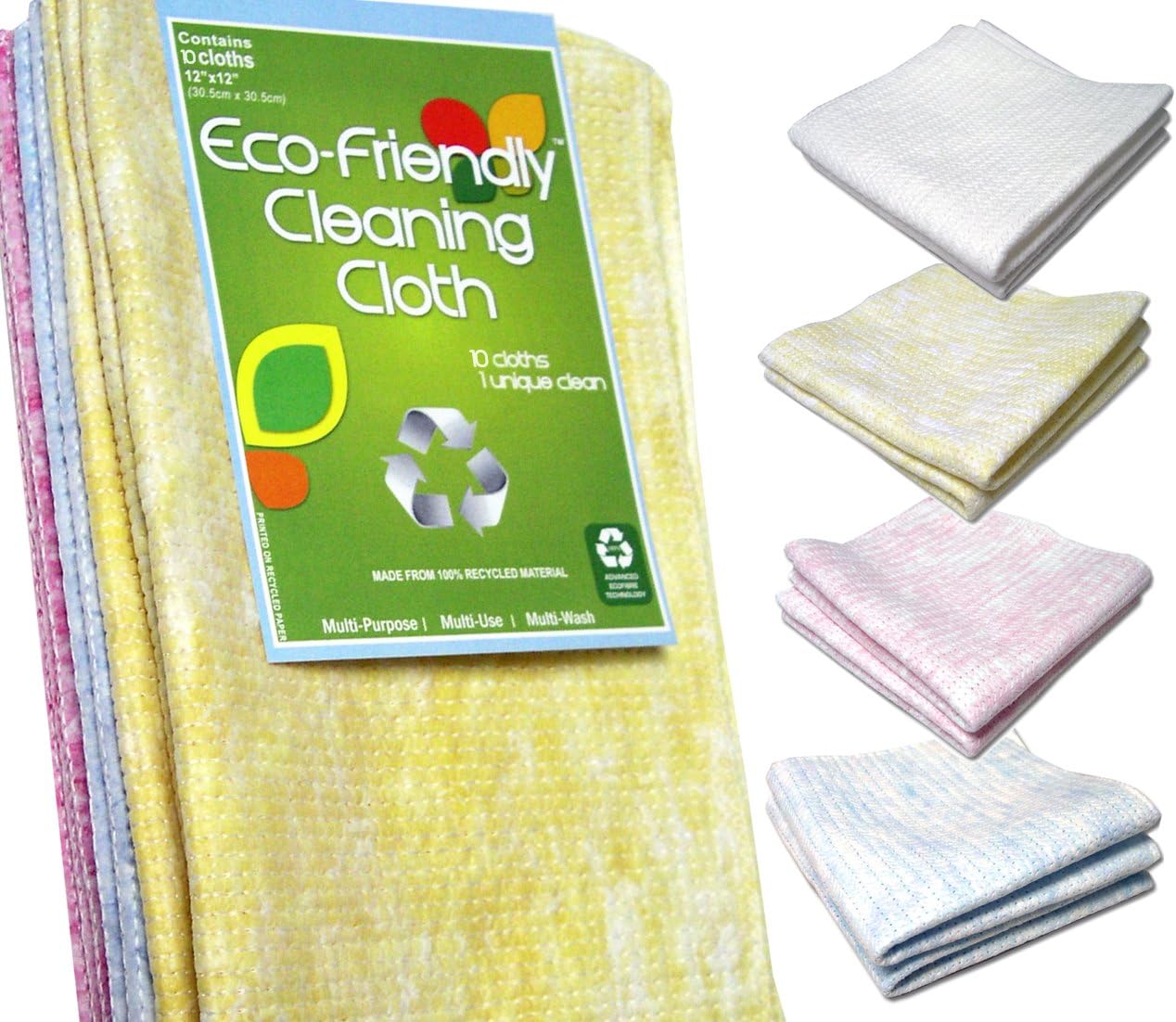 Cleaning Cloth, Multicolored 10Pack, Made from 100