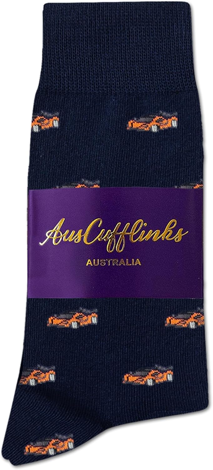 AUSCUFFLINKS Orange Race Car Socks | RACING Socks | Racer Sock | Bday Gift for Guys (Orange Race Car) - Image 3