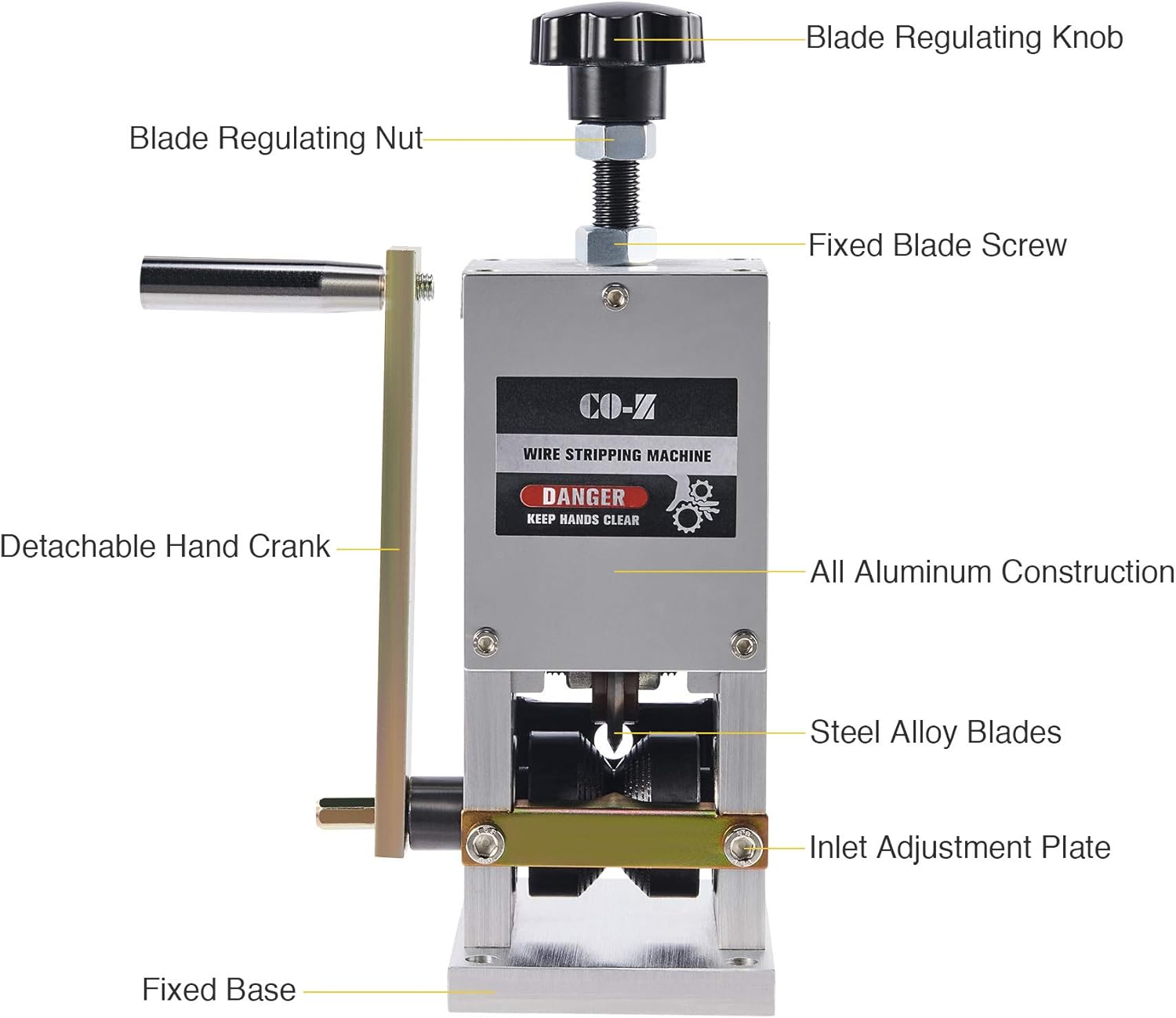 CO-Z Manual Scrap Wire Stripping Machine, Copper Wire Peeler Machine, Scrap Cable Stripper for Wire Recycling, Compact & Portable Aluminum Alloy Construction, 0.06-0.98 inches - - 