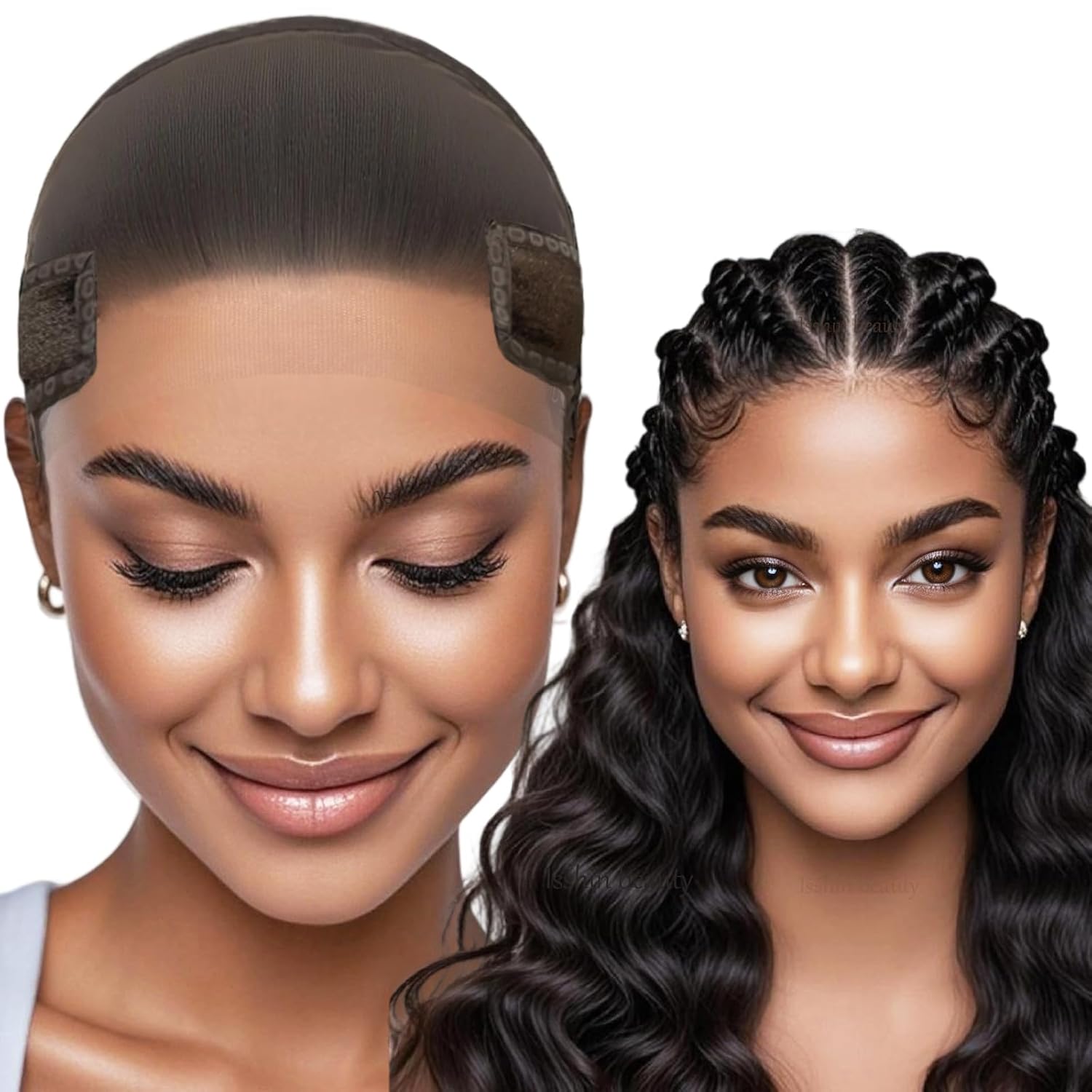 Isshin Beauty Wig Grip Cap for Glueless Wigs: 11x5 Extra Wide Lace Non-Slip Lace Front Gripper with Ear Cutouts Adjustable Breathable Band for All-Day Secure Front Hold (Brown)