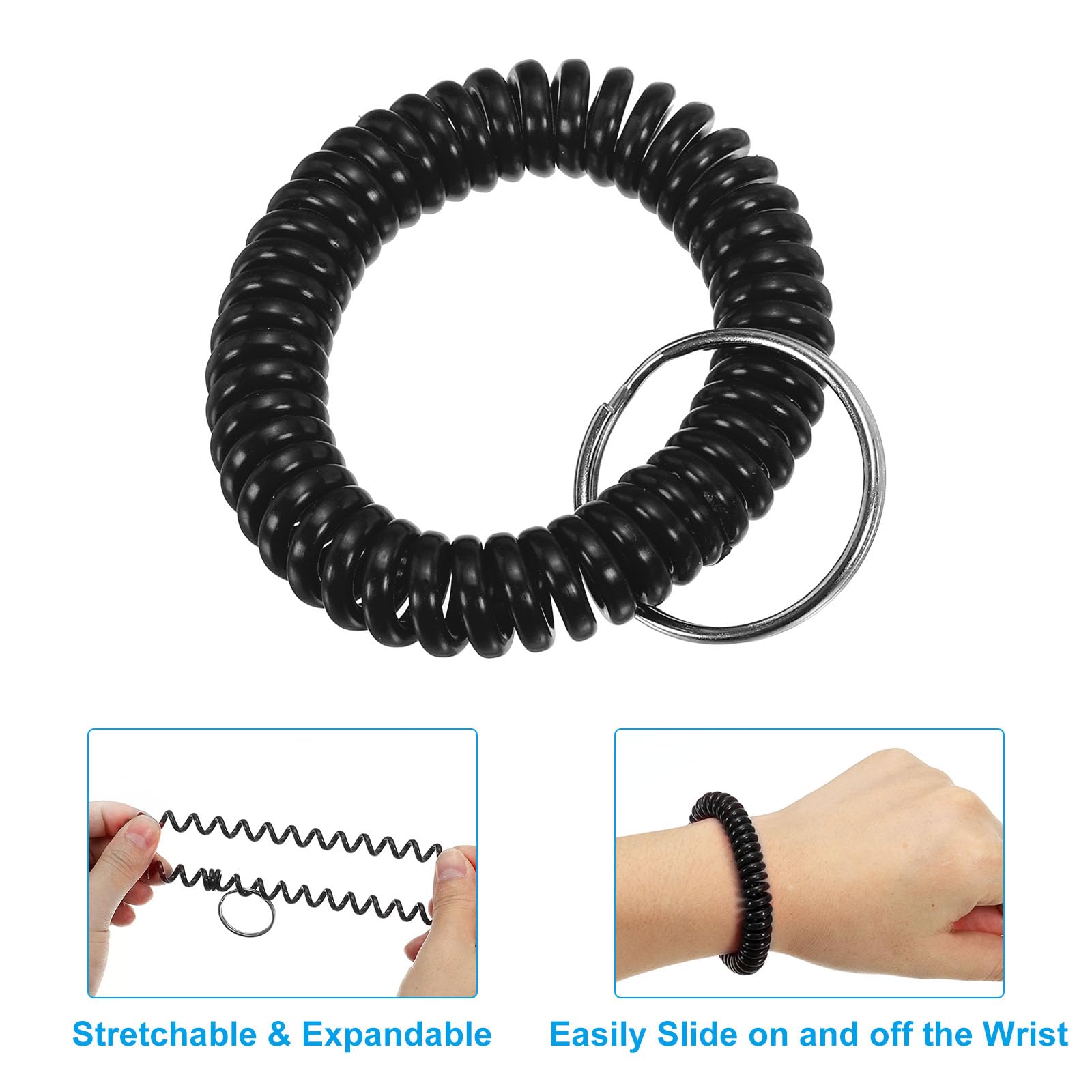 PATIKIL Spiral Wrist Coil Keychain, 10 Pack Plastic Stretchable Wristband Wristlet Key Ring Holder for Outdoor Sport Gym Pool Sauna Red - Image 3