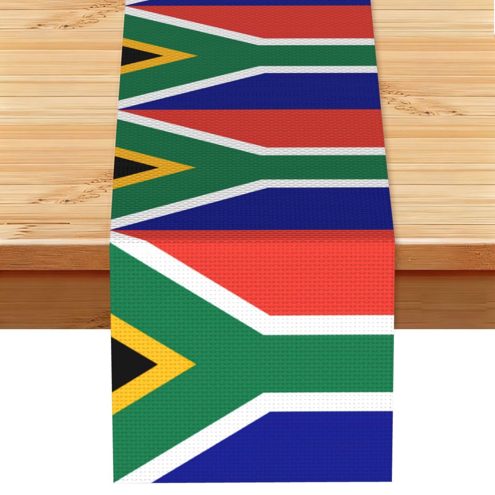 South African flag Printed Table Runner 13 x 72, Wrinkle Resistant Decor for Dining Table Coffee Table Fireplace