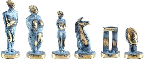 Miniatura 2 de Cycladic Art - Juego de ajedrez pequeño, material de bronce, sin tablero de ajedrez