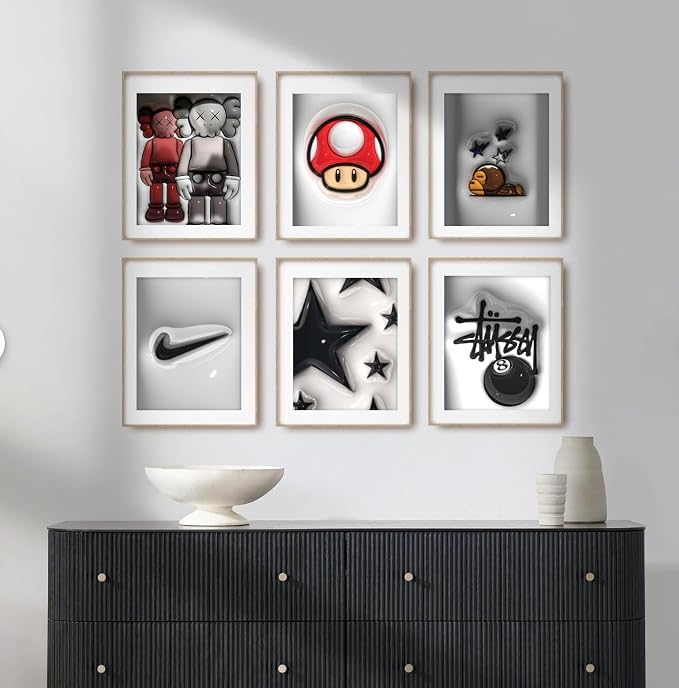 Juego de 9 posters decorativos CREAARO estilo Hypebeast para pared, efecto vidrio, tamaño 8x10 pulgadas miniatura 3