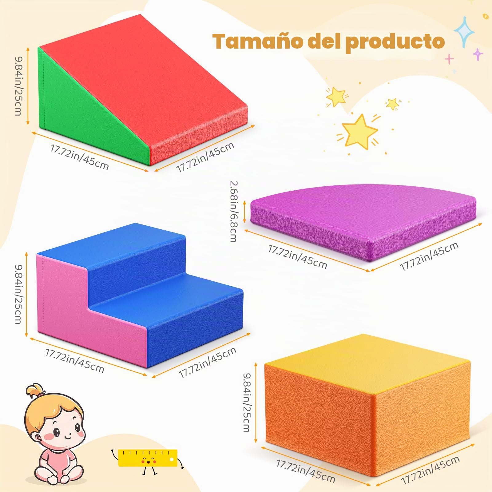 Bloques de espuma para niños, bloques de espuma grandes, bloques de escalada para interiores, marcos de escalada para niños (4 unidades)