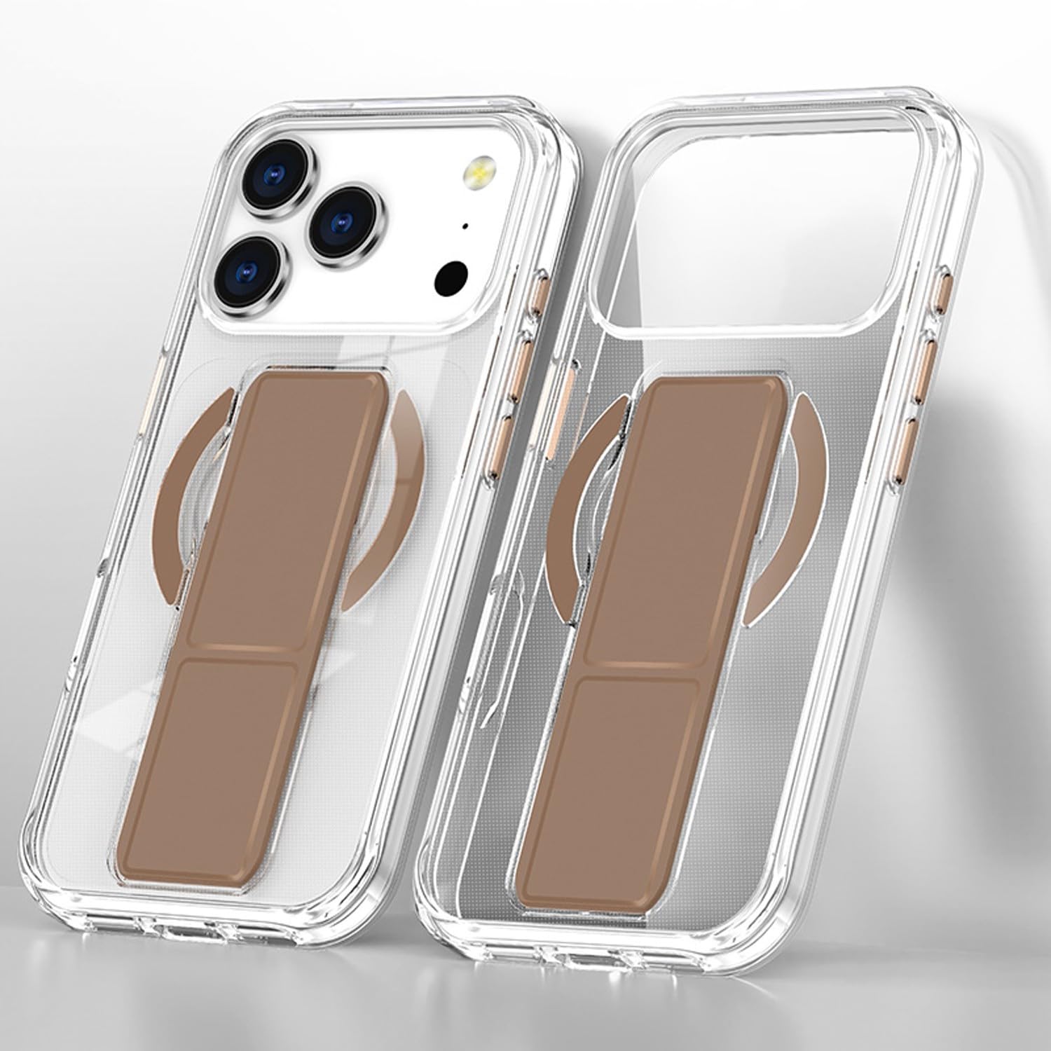 Coque iPhone 17 Pro Max silicone rigide marron avec support de bracelet - 8