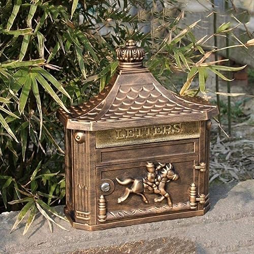 Miniatura 2 de Caja de sugerencias Caja de donación con cerradura de llave, buzón montado en la pared, estilo retro, decoración al aire libre, buzón retro (color