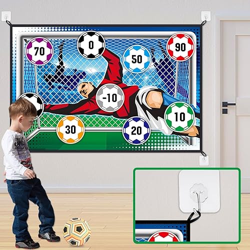 Miniatura 4 de Juego de pelota de fútbol para niños, incluye 2 pelotas de fútbol y tapete de objetivo para jugar en interiores y exteriores, regalo de objetivos de