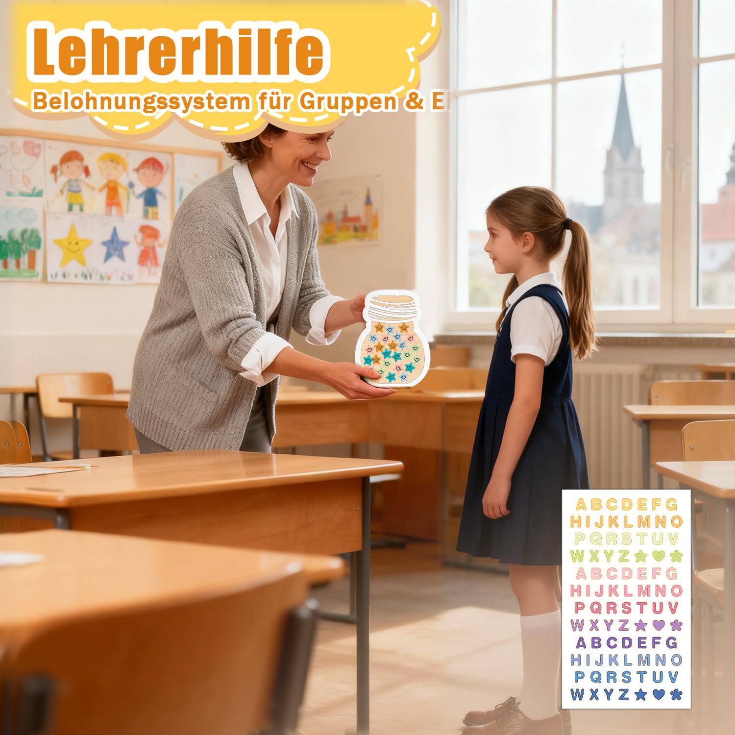 GROVBLE Reward Glass Reward Board Children Magnetic Reward System Children Reward System Primary School with Wooden Holder and 25 Stars for Classroom Home Learning Office Primary School Teacher - Image 4